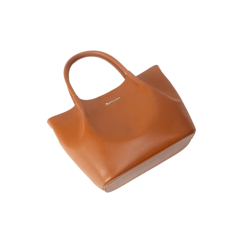 AQUASCUTUM Top Grain Cow Leather Tote Bag, Shoulder Bag, Handbag Women's Brown-4