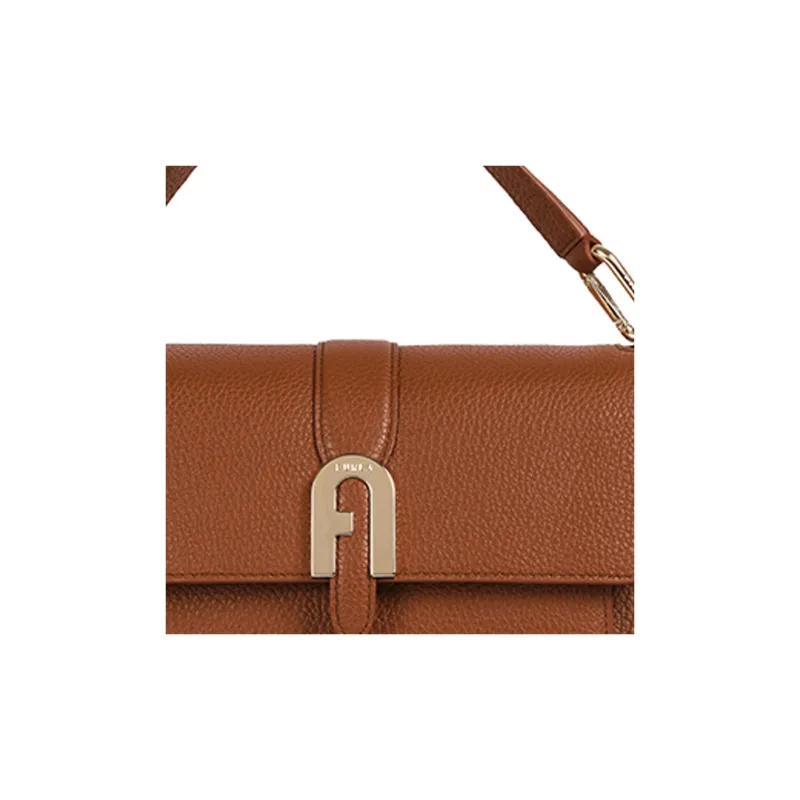 Furla Cow Leather Messenger Bag, Shoulder Bag, Crossbody Bag, Handbag Mini Women's Brown-3