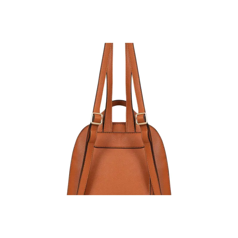 H HEXAGONA PARIS Grain Print Synthetic Fiber Backpack Regular Women's Brown-4