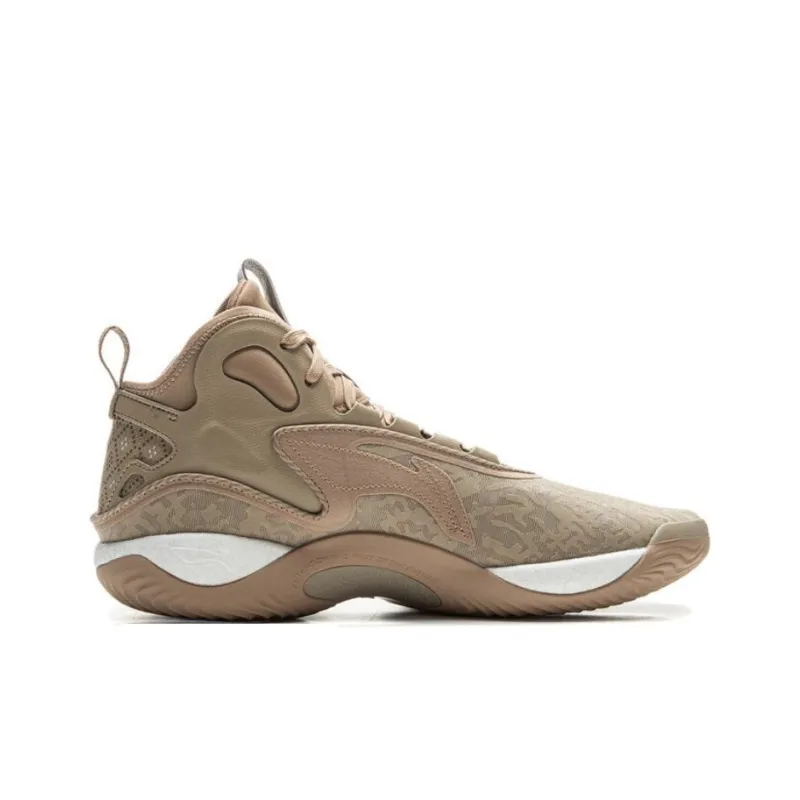 LiNing ChaoShuai 19 Anti-Slip And Wear-Resistant Coverage High-Top Basketball Shoes Men's Brown-1