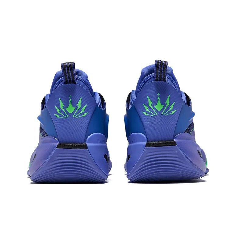 Erke Cushioning Anti Rollover Slip Resistant Low Top Basketball Shoes Men's Peacock Color Scheme-3