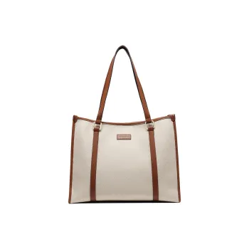 SEPTWOLVES Artificial Leather Tote Bag Shoulder Bag Large Size Women's Ecru/Brown