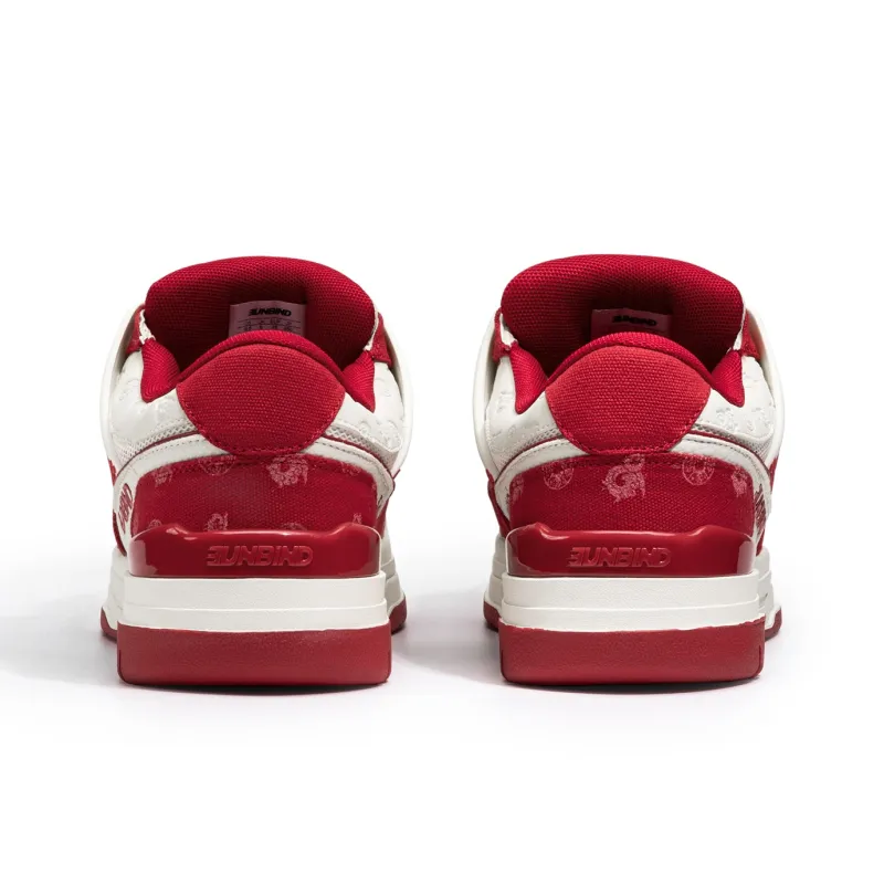 SANBAI STUDIO Anti Slip And Wear Resistant Height Increasing Low Top Skateboard Shoes Unisex Red Topped Red-3