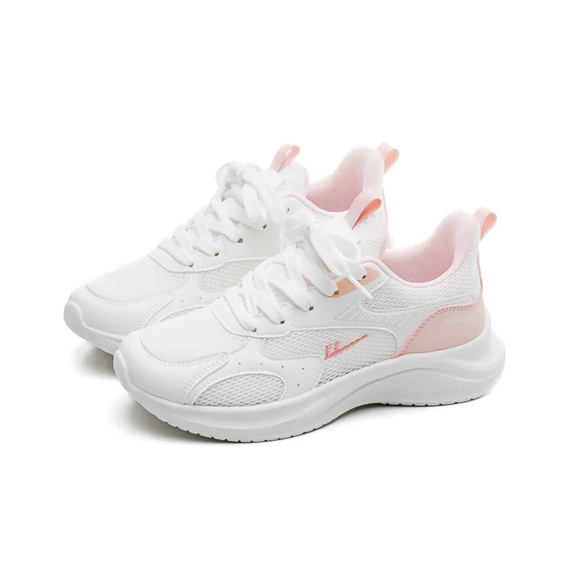 Warrior Lightweight Rebound Low Top Casual Long Distance Running Shoes Women's White Pink-2
