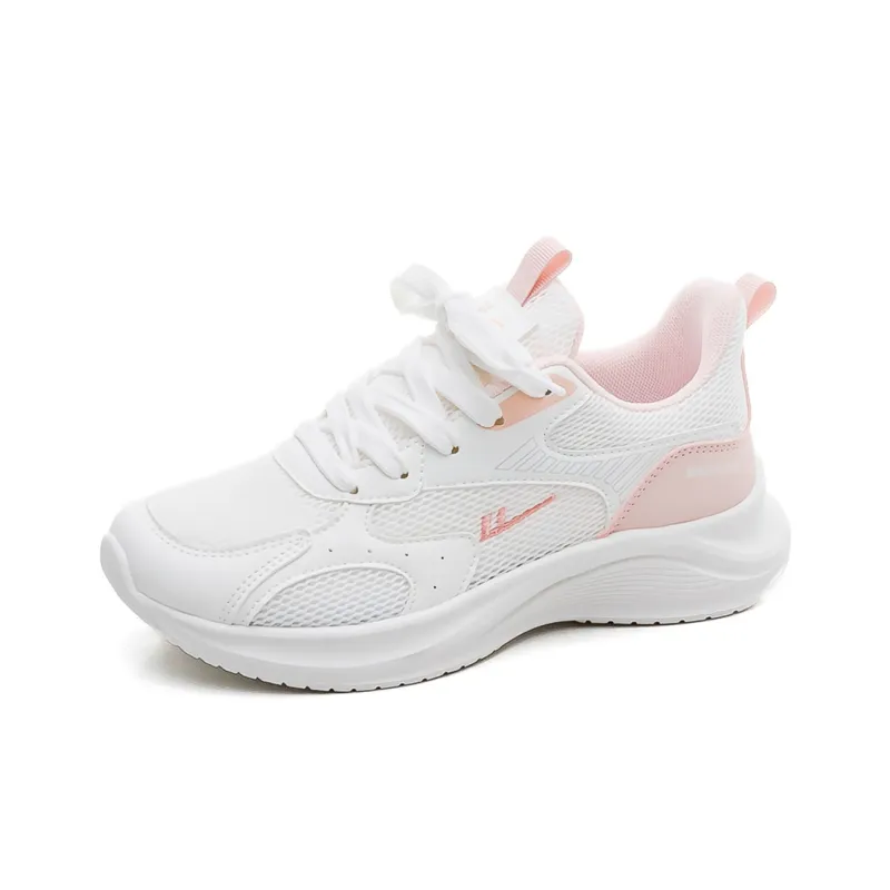 Warrior Lightweight Rebound Low Top Casual Long Distance Running Shoes Women's White Pink-1