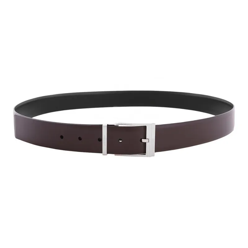 FERRAGAMO Calfskin Leather Belts Men's Brown Width 3.3CM-0