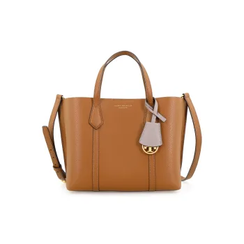 TORY BURCH Perry Leather Tote Bag Shopping Bag Handbag Shoulder Bag Crossbody Bag Small Size Women's Brown