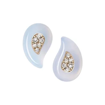 GIORGIO ARMANI Josephine Earrings In 18k Gold Chalcedony And Diamonds