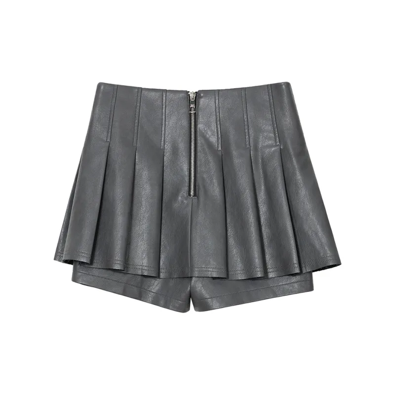 NancyCavally Leather Short Skirts Women's-1