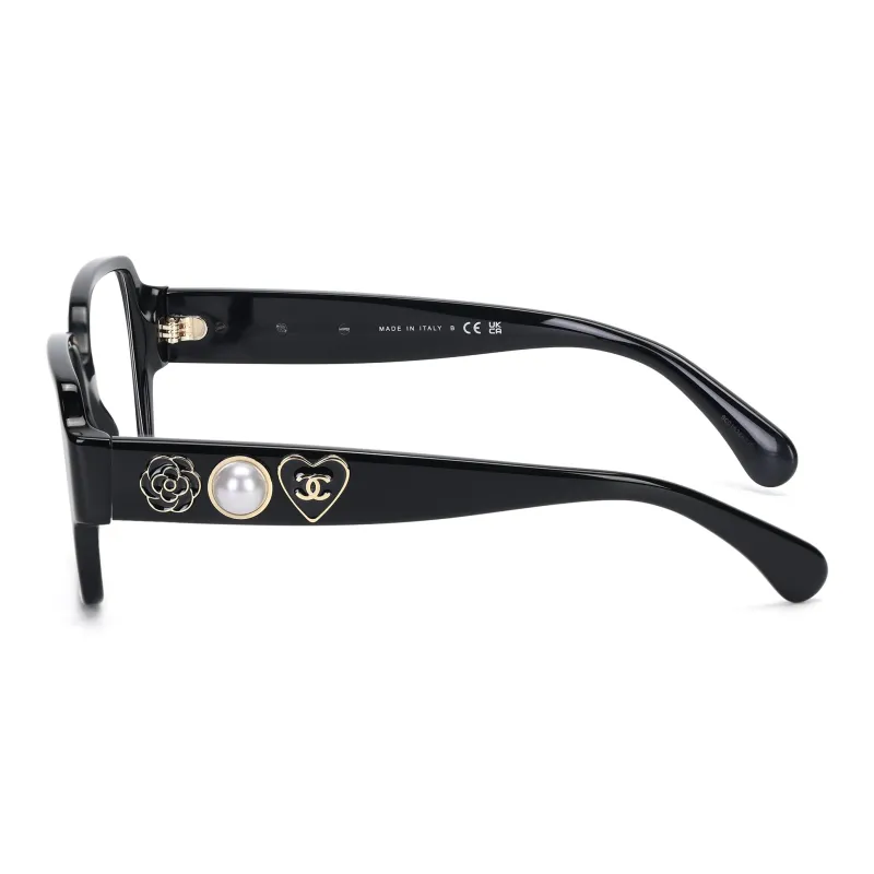 CHANEL Plate Frame Cat Eye Eyeglass Frames Unisex Black