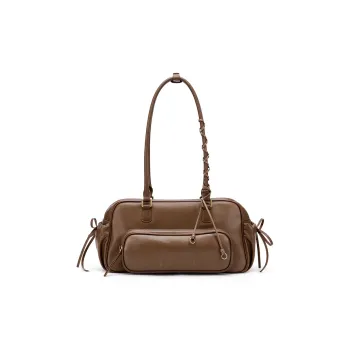 MCMIKO Cow Leather Patchwork With Artificial Leather Shoulder Bag Women's Vintage Brown