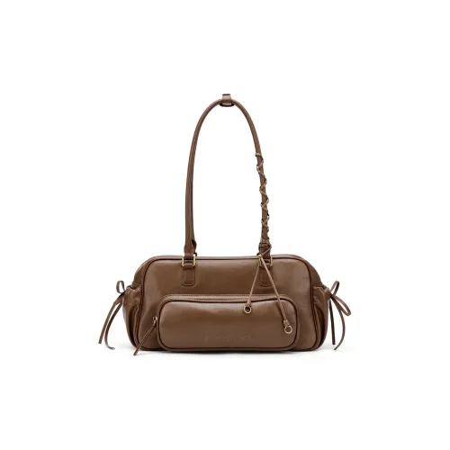MCMIKO Cow Leather Patchwork With Artificial Leather Shoulder Bag Women's Vintage Brown