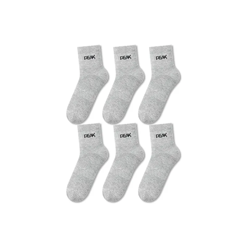 PEAK Mid-Calf Socks Unisex Combo Set Black White Gray-22