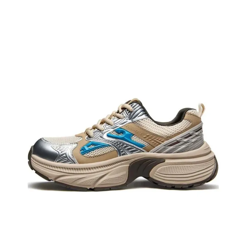 CAMEL Silver Python Anti Slip And Wear Resistant Coverage Low Top Chunky Sneakers Unisex-2