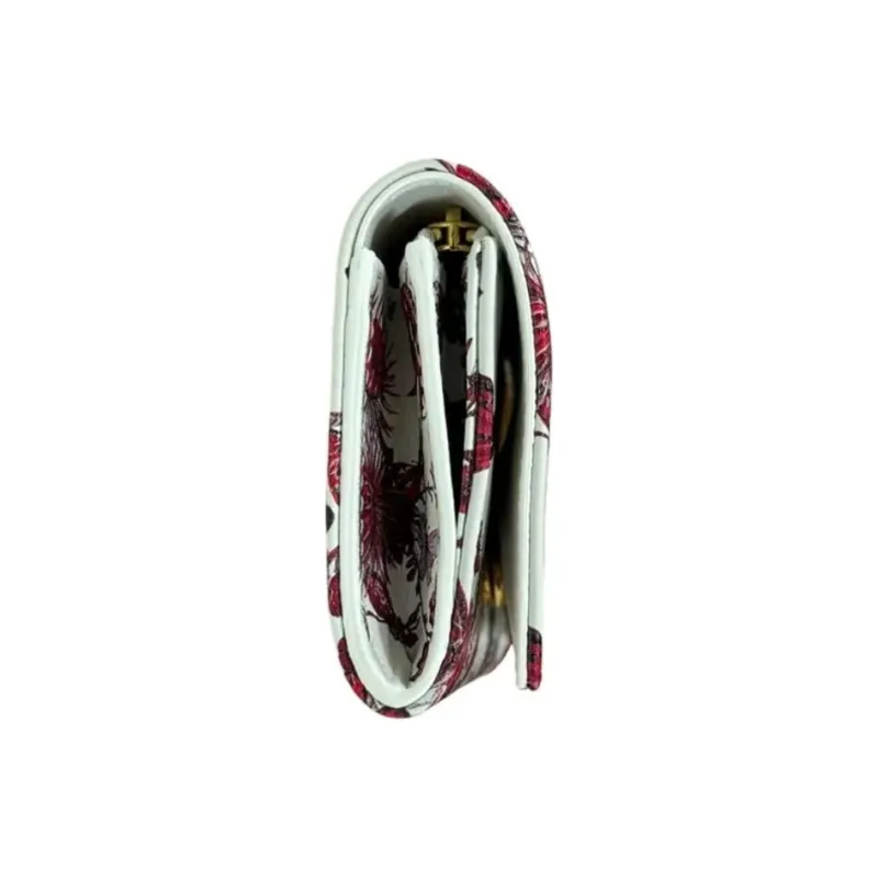 DIOR Caro Calfskin Wallet Women's Red & White-2