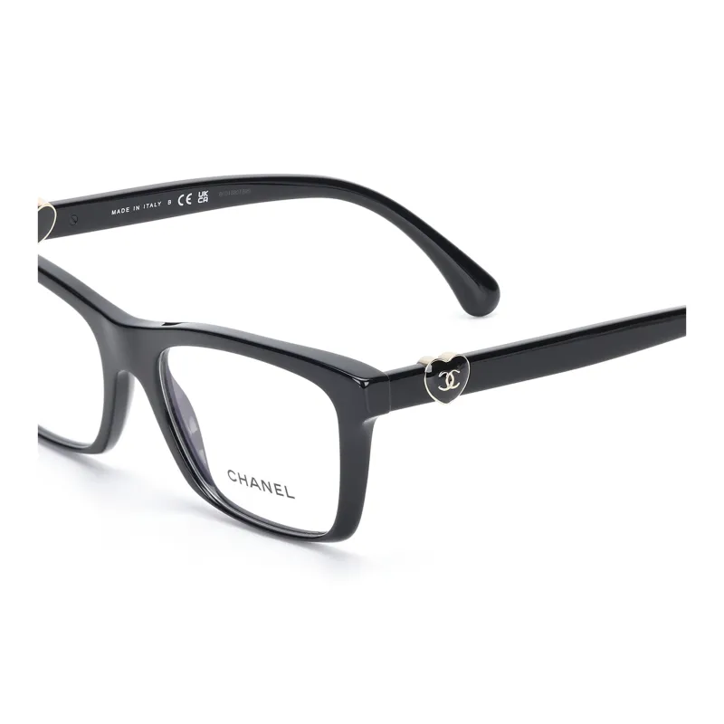 CHANEL Acetate Square Eyeglass Frames Women's Black-4