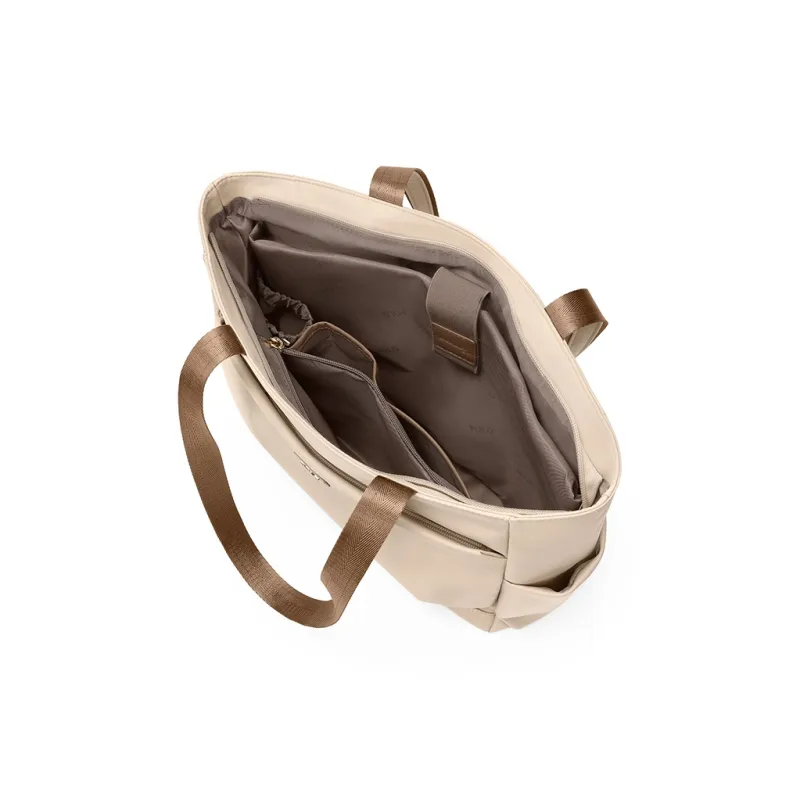 POLO Fabric Shoulder Bag Regular Women's Milk Tea Apricot/Classic Black-3