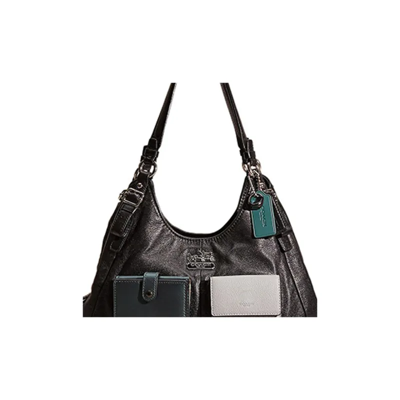 COACH Madison Leather Shoulder Bag Hobo Bag Handbag Shoulder Bag Large Size Women's Black-4