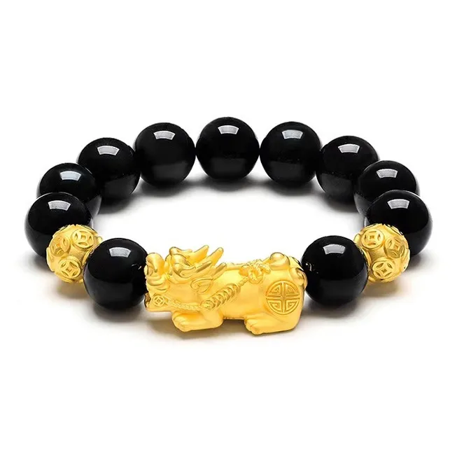 HAPPY BEAN Obsidian Bracelets Unisex-0