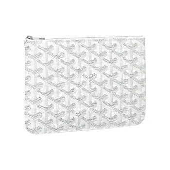 GOYARD SENAT Canvas With Leather Toiletry Bags Storage Bags Clutches Small Size Unisex White
