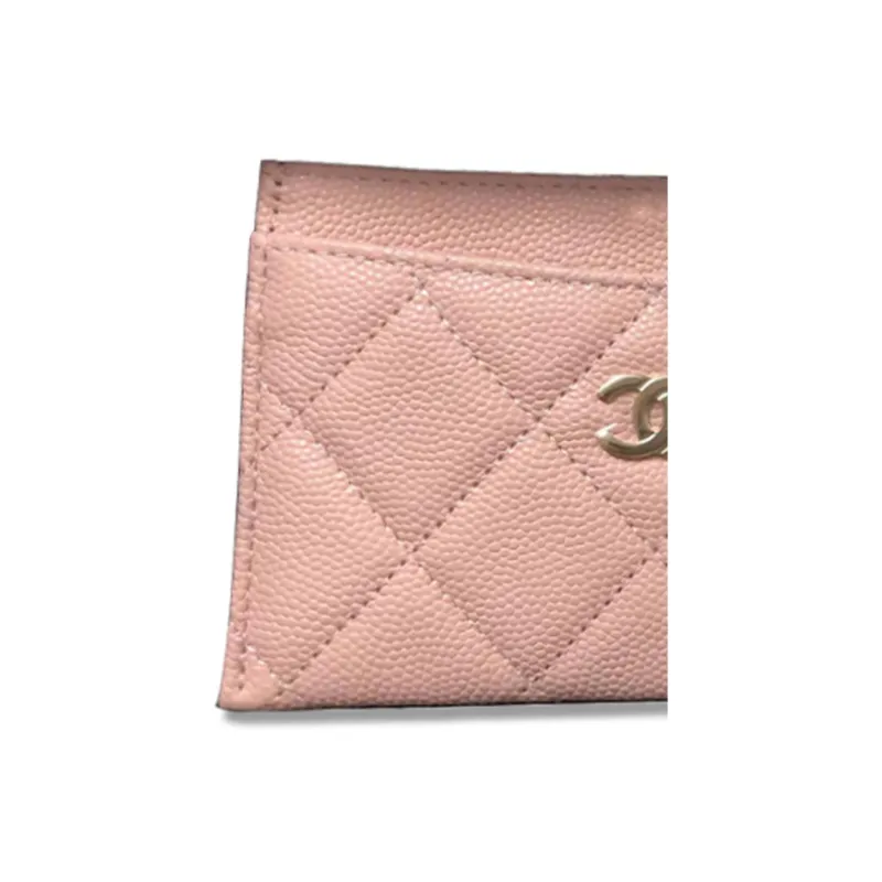 CHANEL Cow Leather Coin Purses Card Holders Women's Pink-2