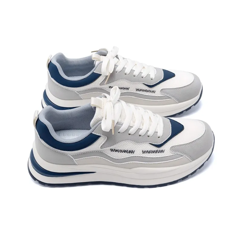 HUANQIU Cushioned Wear-Resistant Moisture-Wicking Lightweight Low-Top Casual Shoes Men's Beige Blue-2