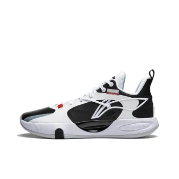 LiNing Non slip Wear resistant Shock Absorption Low Top Basketball Shoes Men's White Black