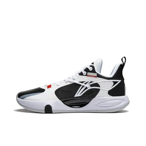 LiNing Non slip Wear resistant Shock Absorption Low Top Basketball Shoes Men's White Black