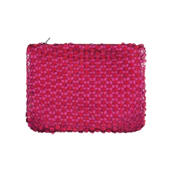 Gemy Maalouf Embroidered Leather Clutch Women's Fuchsia