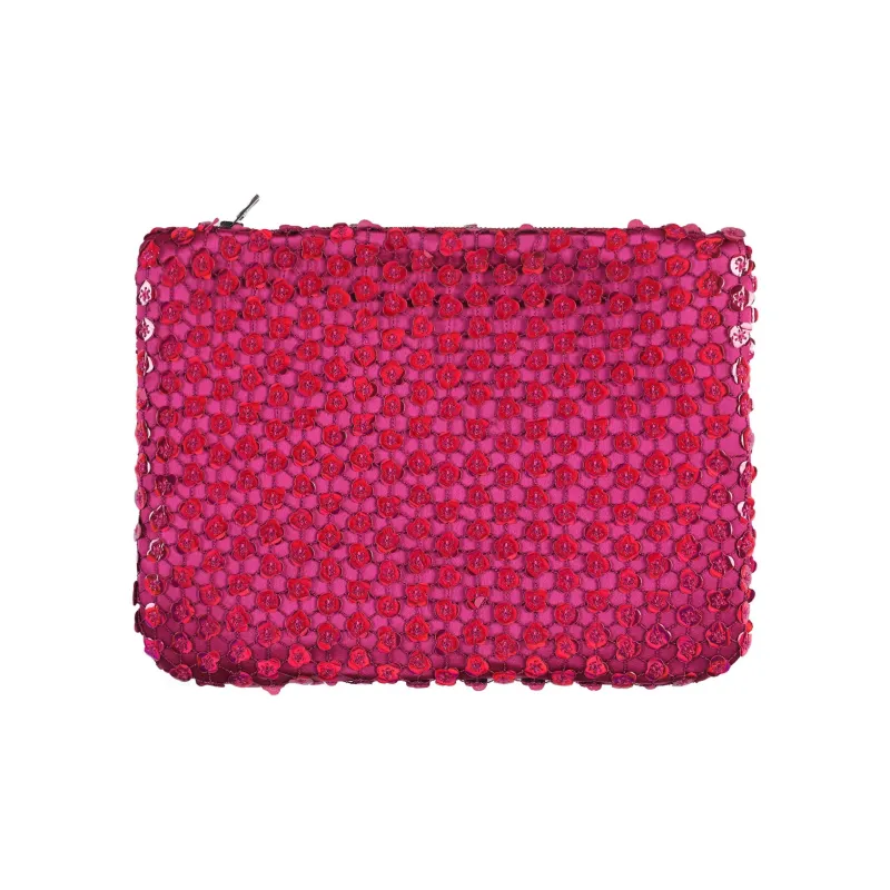 Gemy Maalouf Embroidered Leather Clutch Women's Fuchsia-0