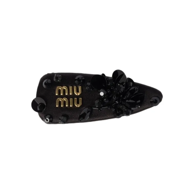 MIU MIU Silk Hair Clips Unisex Black-0