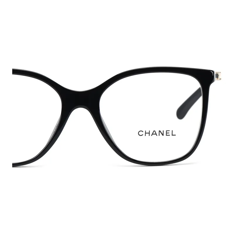 CHANEL Plate Frame Irregular Shape Eyeglass Frames Unisex Black/Gold-3