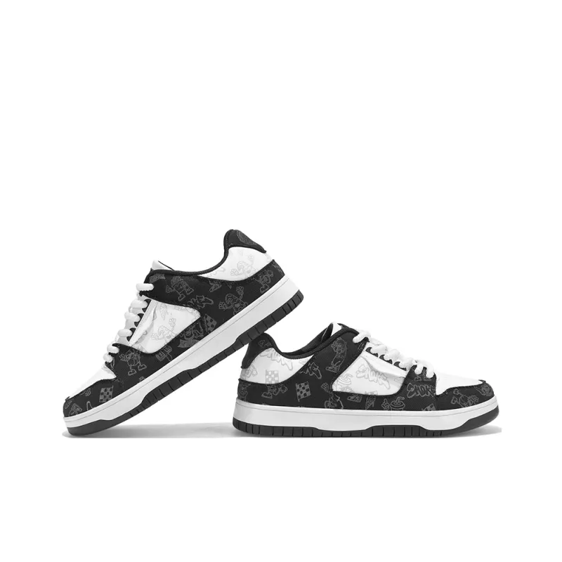 TCELLARS Cushioning, Abrasion Resistant, Height Increasing Low Top Skateboard Shoes Unisex Panda White-4