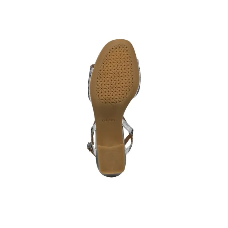 GEOX New Eraklia One Strap Sandals 5.5cm Women's Silver-5