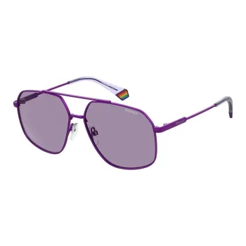 Polaroid Steel Aviator Sunglasses Unisex Purple