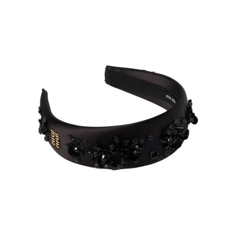 MIU MIU Silk Headbands Women's Black-1