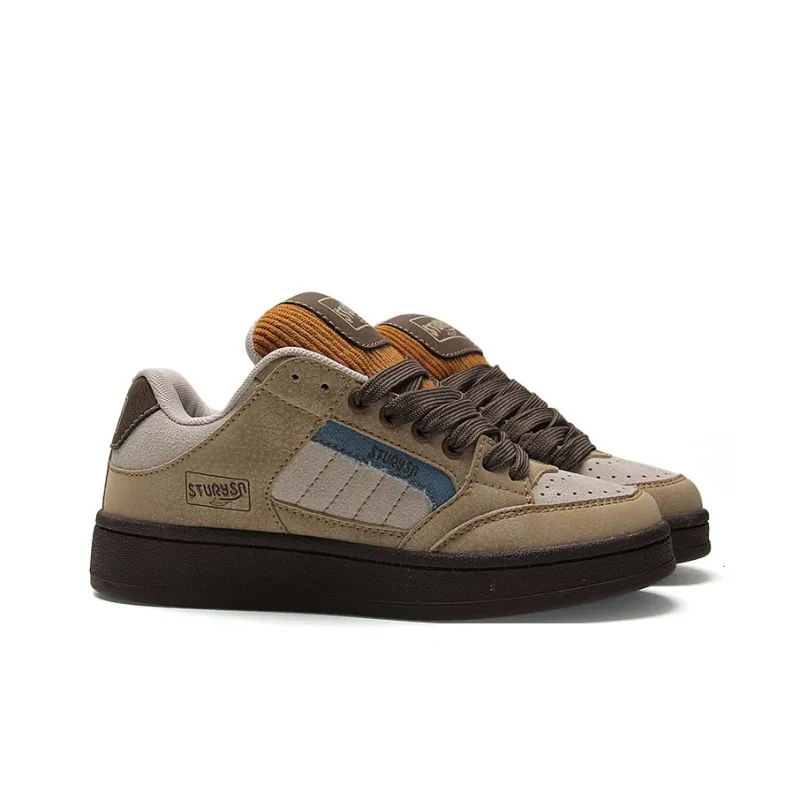 STUR YSN Wear resistant And Lightweight Low Top Skateboard Shoes Unisex Brown White Blue-3