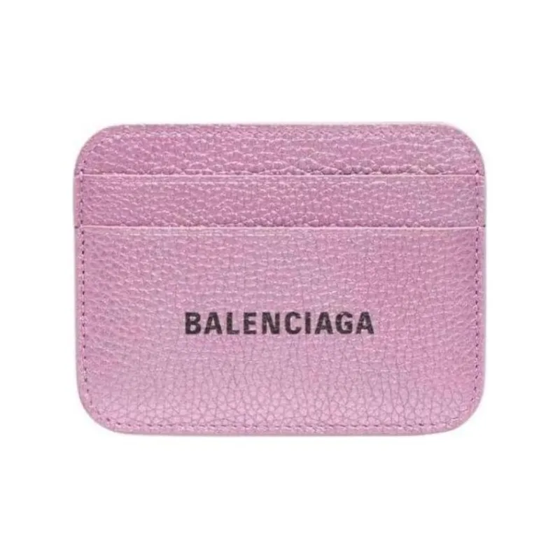 Balenciaga Grained Calfskin Card Holder Women's Pink Purple-0