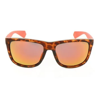 Polaroid Rubber Irregular Shape Sunglasses Men's Tortoiseshell