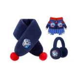 [Scarf+Earmuff+Full Finger Glove]Navy Blue