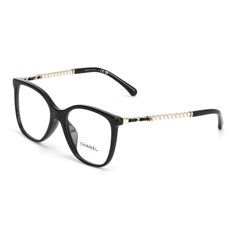 CHANEL Plate Frame Irregular Shape Eyeglass Frames Unisex Black/Gold-0