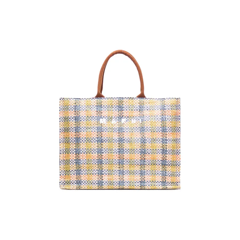 MARNI Small Checked Basket Tote Bag-0