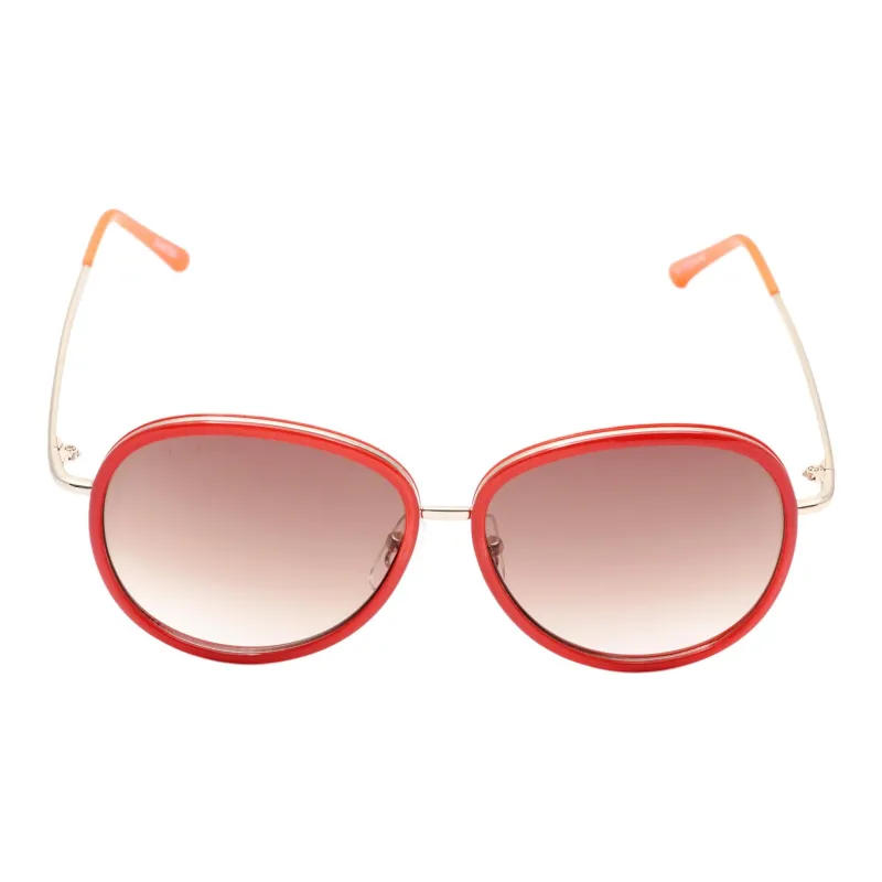 Lancaster Metal Irregular Shape Sunglasses Women's Red-1