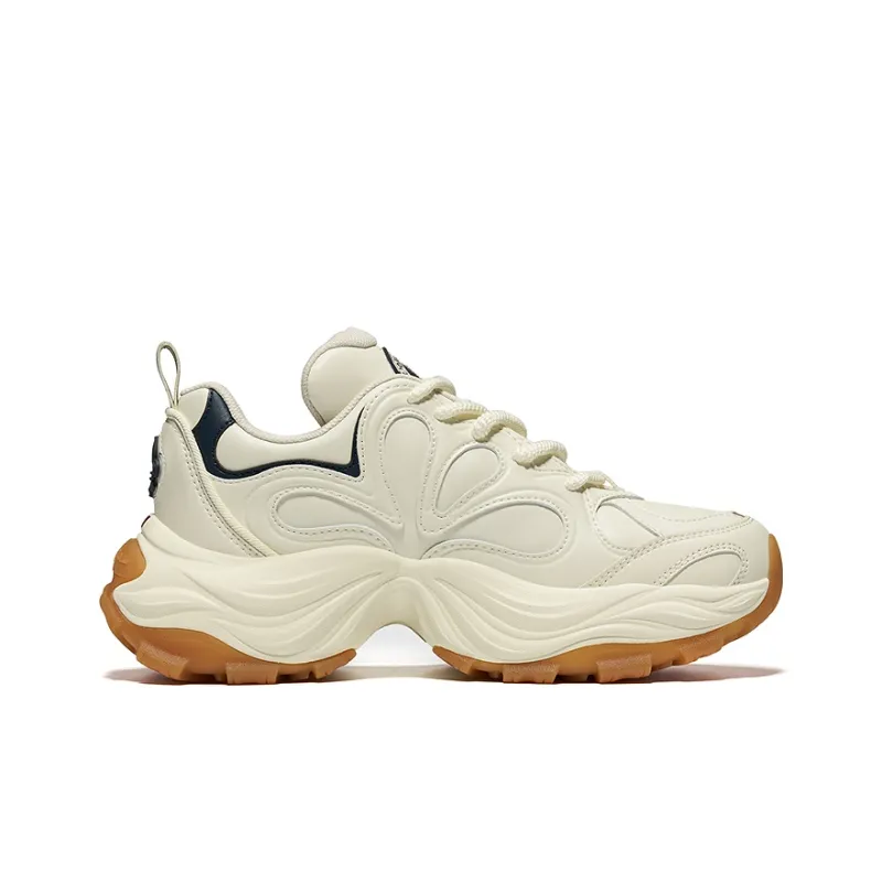 Palladium Classic Round Tip Lace Up Casual Petal Chunky Sneakers For Women's Beige White Blue Brown-1