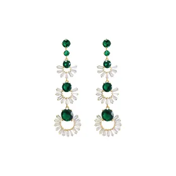 NATURALLYJOJO 925 Sterling Silver Needle Zircon Earrings Women's Green