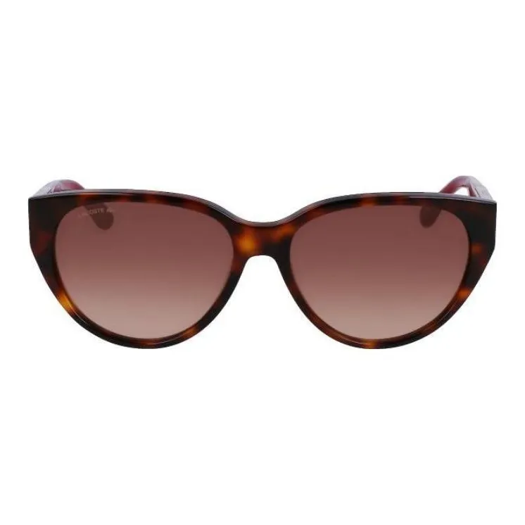LACOSTE Plastic Oval Sunglasses Women's Brown-1