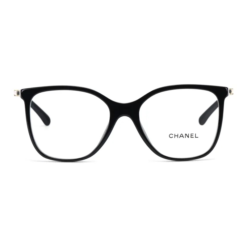 CHANEL Plate Frame Irregular Shape Eyeglass Frames Unisex Black/Gold-1