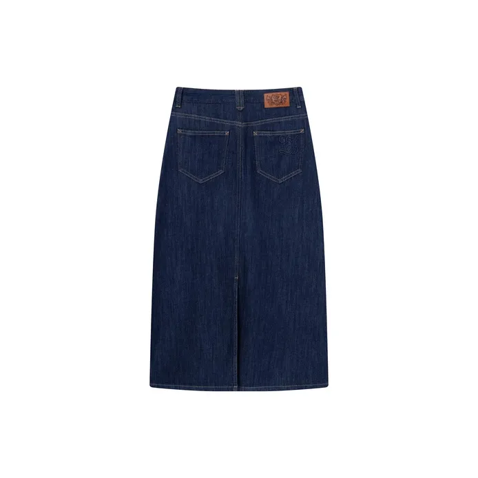 E.land Casual Long Skirt Women's Dark Denim-1