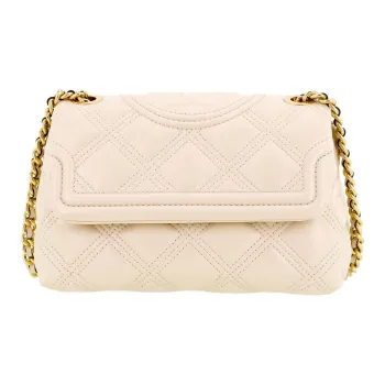 TORY BURCH Fleming Sheepskin Chain Crossbody Bag, Shoulder Bag Small Size Women's Cream White