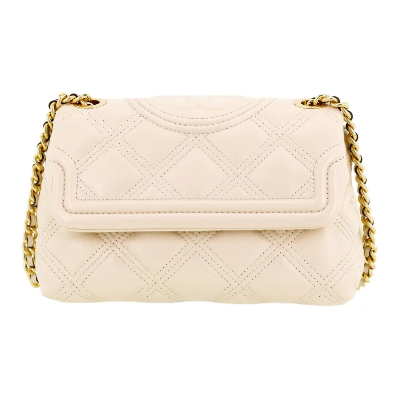 TORY BURCH Fleming Sheepskin Chain Crossbody Bag, Shoulder Bag Small Size Women's Cream White-0
